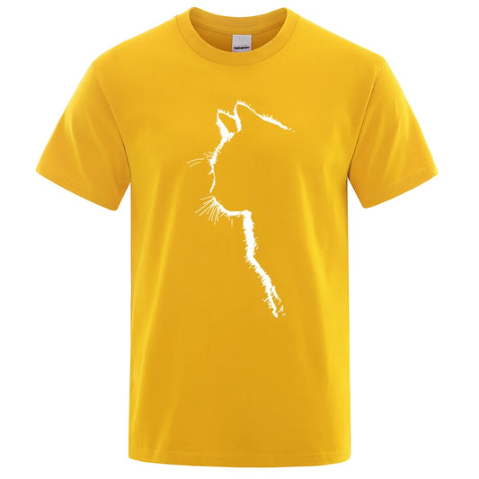 Cotton T-shirts for Men Funny Printed Cool Cat Animal T Shirts Oversized Loose Short Sleeve T-shirt Male Hip Hop Streetwear