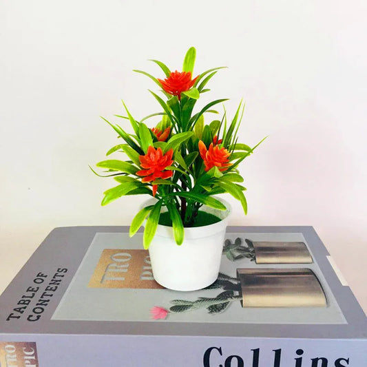 Artificial Potted Plant Bonsai Orange Pomegranate Fruit Tree With Pot Plastic Garden Fake Plant Decoration Home Decoration