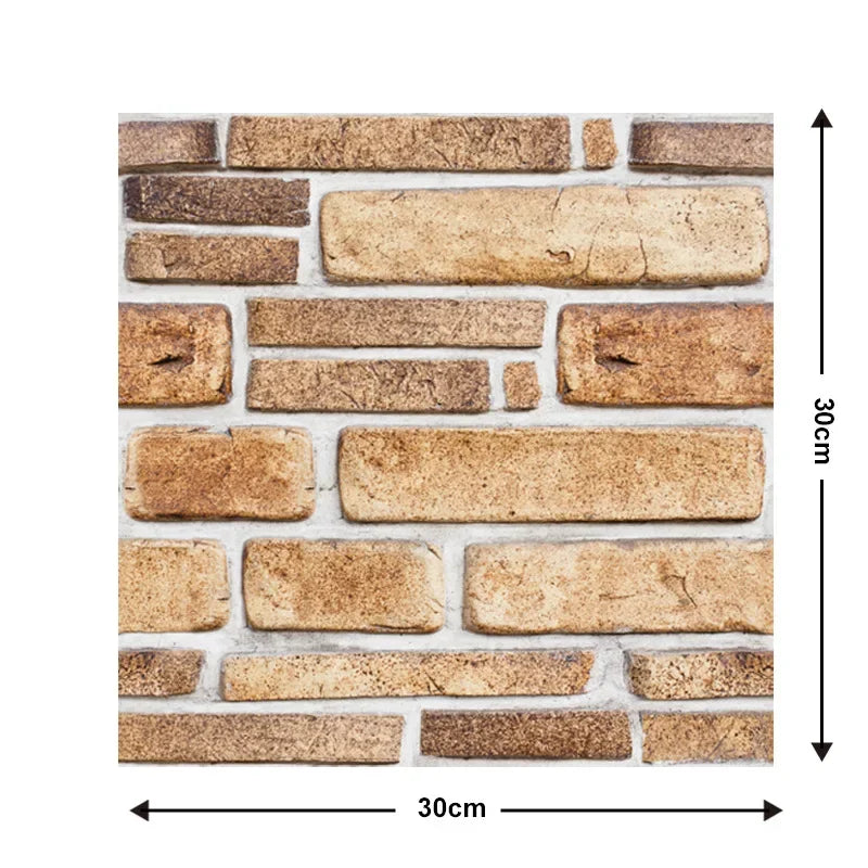 10 Keping Pelekat Dinding Pelekat Diri 3D 30x30cm Kertas Dinding PVC Kalis Air Mural Seni Dinding Boleh Alih untuk Hiasan Ruang Tamu Rumah DIY