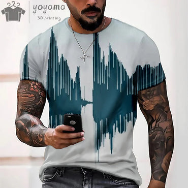 Ripple Print T shirt Men Simple Color Block Graphic T shirts 3D Print Mens T shirt Men's Clothing Vintage Simple Mens Clothing
