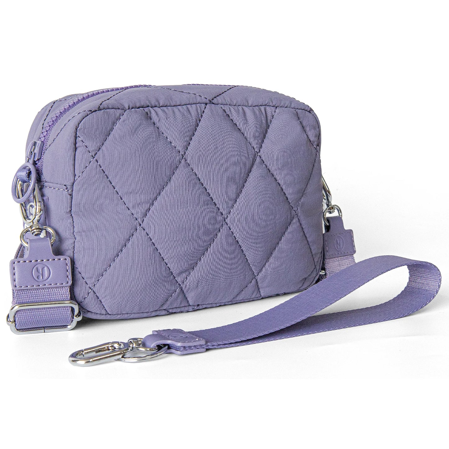 Dompet Wristlet untuk Wanita Dompet Nilon Crossbody dengan Beg Puffer Beg Bahu Dompet untuk Pembawa Telefon Pemegang Kad Kredit Perjalanan