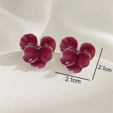 Irregular Metal Cream Eanmel Petal Post Earrings For Women Heavy Design New Style Fashion Jewelry Party Accessories Gift Daily