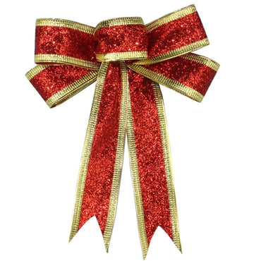 Gold Silver Red Beautiful Bow Tie Christmas Tree Decoration Christmas Ribbon Bow Holiday Pendant Home Bow Knot Door Pendant