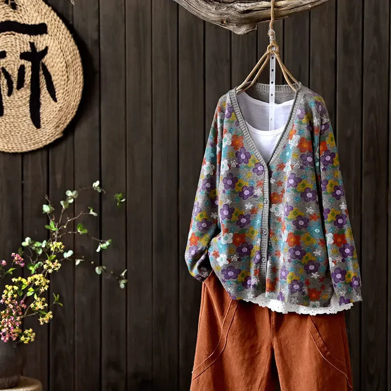 Sweater wanita retro 2023 musim bunga dan musim luruh baharu versi Korea longgar kardigan rajutan malas untuk wanita musim luruh dan musim sejuk