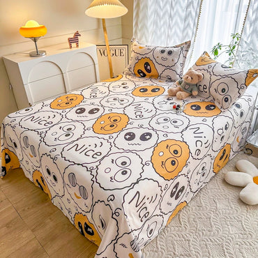 Printed Flat Sheet Oversized King Top Sheet Twin Sheet for College Dorm Brushed Microfiber Flat Sheet For Bed Bedroom Essentials