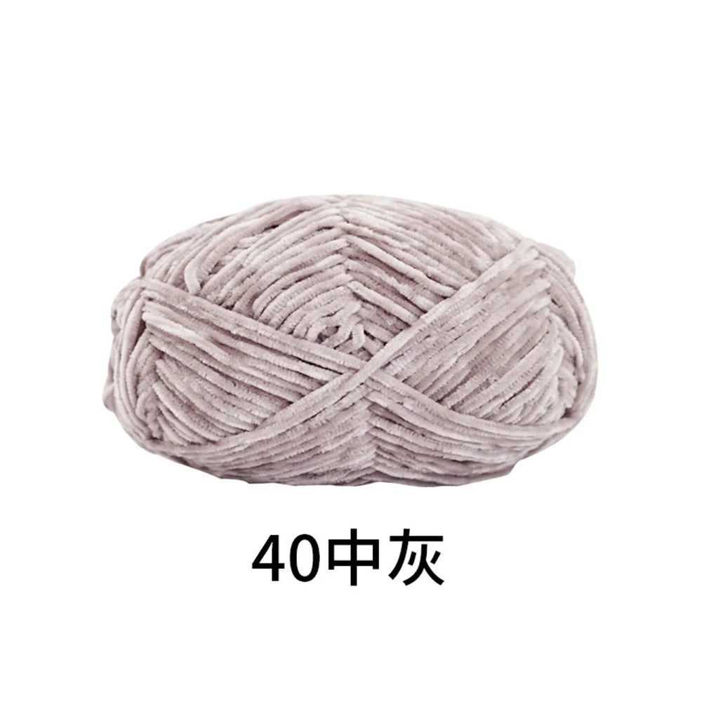 40g/roll 2mm Lustre Chenille Yarn DIY Hand Crochet Dolls Shoes Materials For Hand Knitting Thin Pleuche Wool Rope