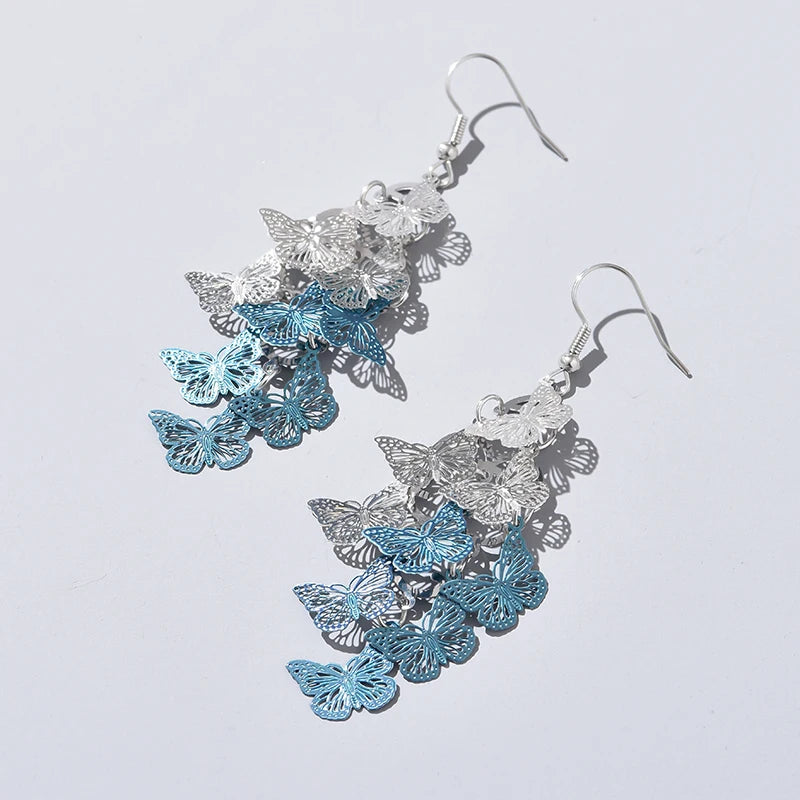 Vintage Hollow Leaves Drop Earrings for Women Bohemian Colorful Long Dangle Earrings 2024 Fashion Jewelry boucle oreille femme