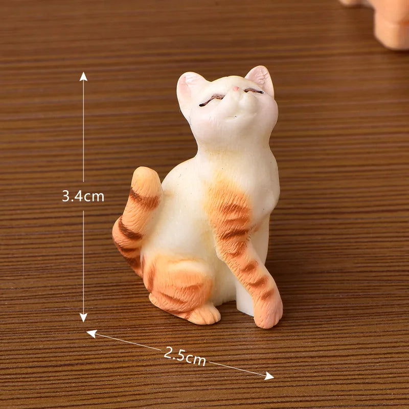 1pcs Resin Kucing Hiasan Anak Kucing Patung Haiwan Miniatur Taman Peri Hiasan Rumah Anak Patung DIY Mikro Landskap Hiasan Rumah