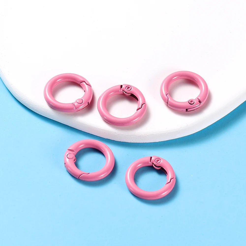 5Pcs/Lot 21 Colors Metal O Ring Spring Clasp Openable Round Carabiner Keychain Clips Hook Dog Chain DIY Jewelry Buckle Connector