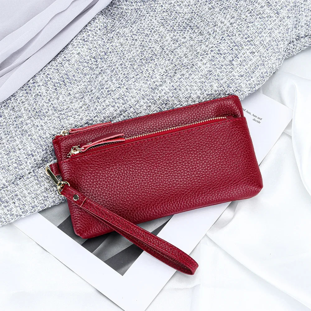 Wristlet Clutch Dompet Dompet Kulit Lembut Panjang Berbilang Poket Beg Pergelangan Tangan Beg Syiling Telefon Bimbit Mudah Alih untuk Wanita dengan Tali Pergelangan Tangan