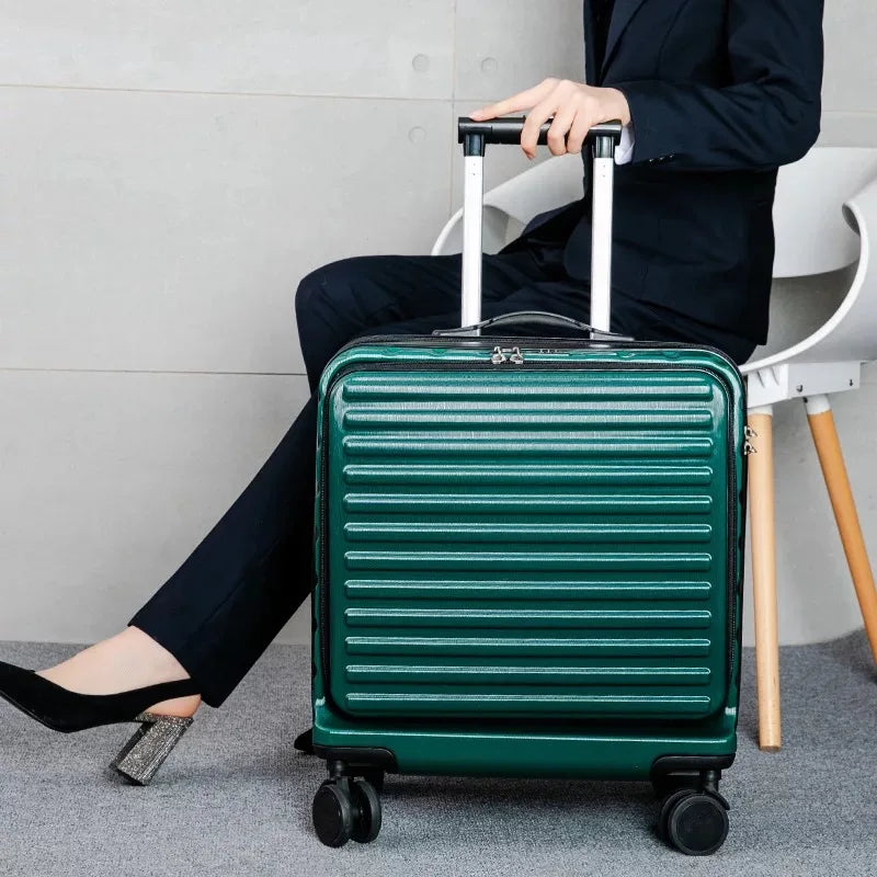 18 inch Trolley luggage travel suitcase Business cabin rolling luggage carry ons case with laptop bag spinner wheels box fashion