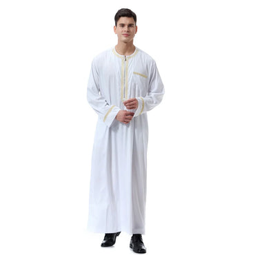 Pakaian Islam Muslim Lelaki Jubba Thobe cetak zip Kimono Jubah Panjang Saudi Musulman Memakai abaya kaftan Islam Dubai Arab Berpakaian