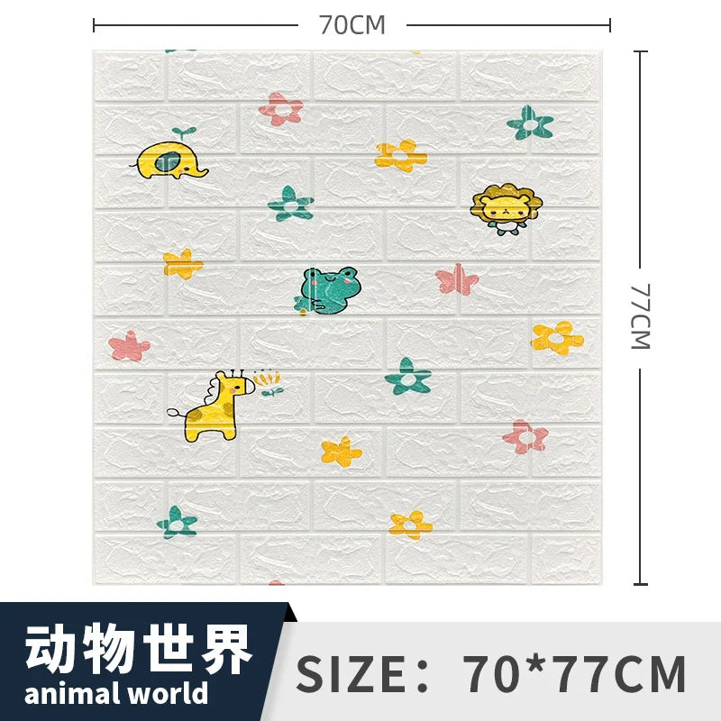 3/5MM 3D Wall Sticker Panel Foam Home Decoration DIY Wallpaper Living Room Bathroom Tv Background Self Adhesive Panels 70*77cm