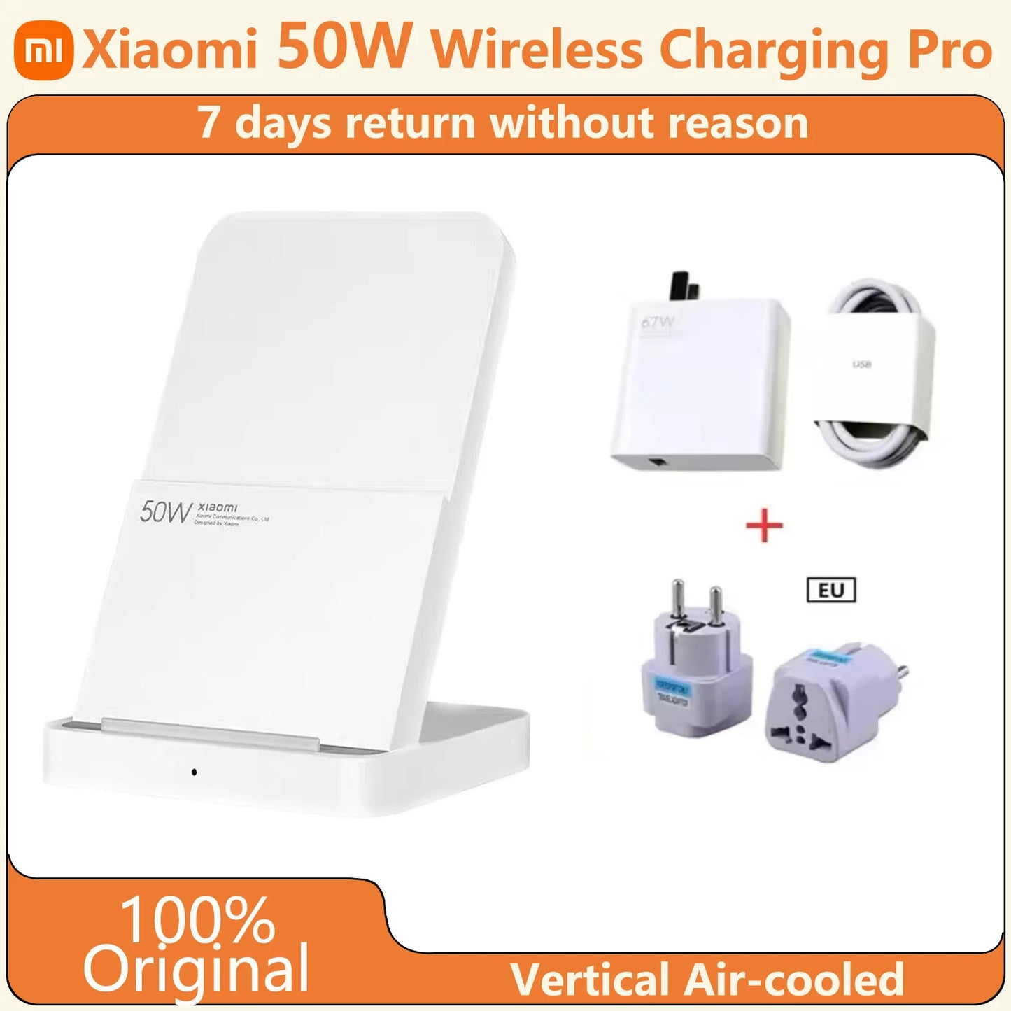 Xiaomi 50W Pro Asli Xiaomi 50W Pro Menegak Pengecasan Wayarles Penyejukan Udara Cepat Pengecasan Cepat Stand untuk Xiaomi 14/13/12S Ultra/10 Baharu