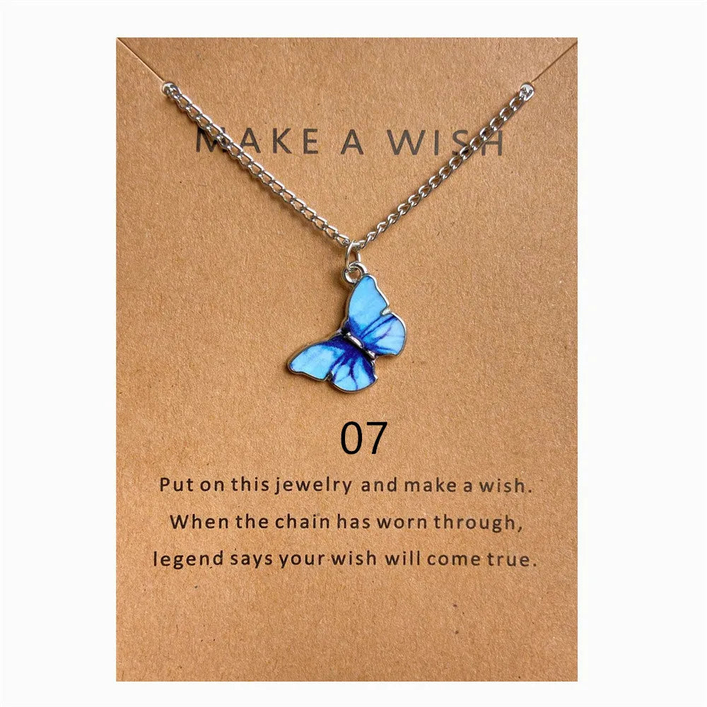 Wu's 2022 New Creative Simple Fashion NecklaceTemperament Cute LadiesNecklace Jewelry Retro Multicolor Butterfly Necklace