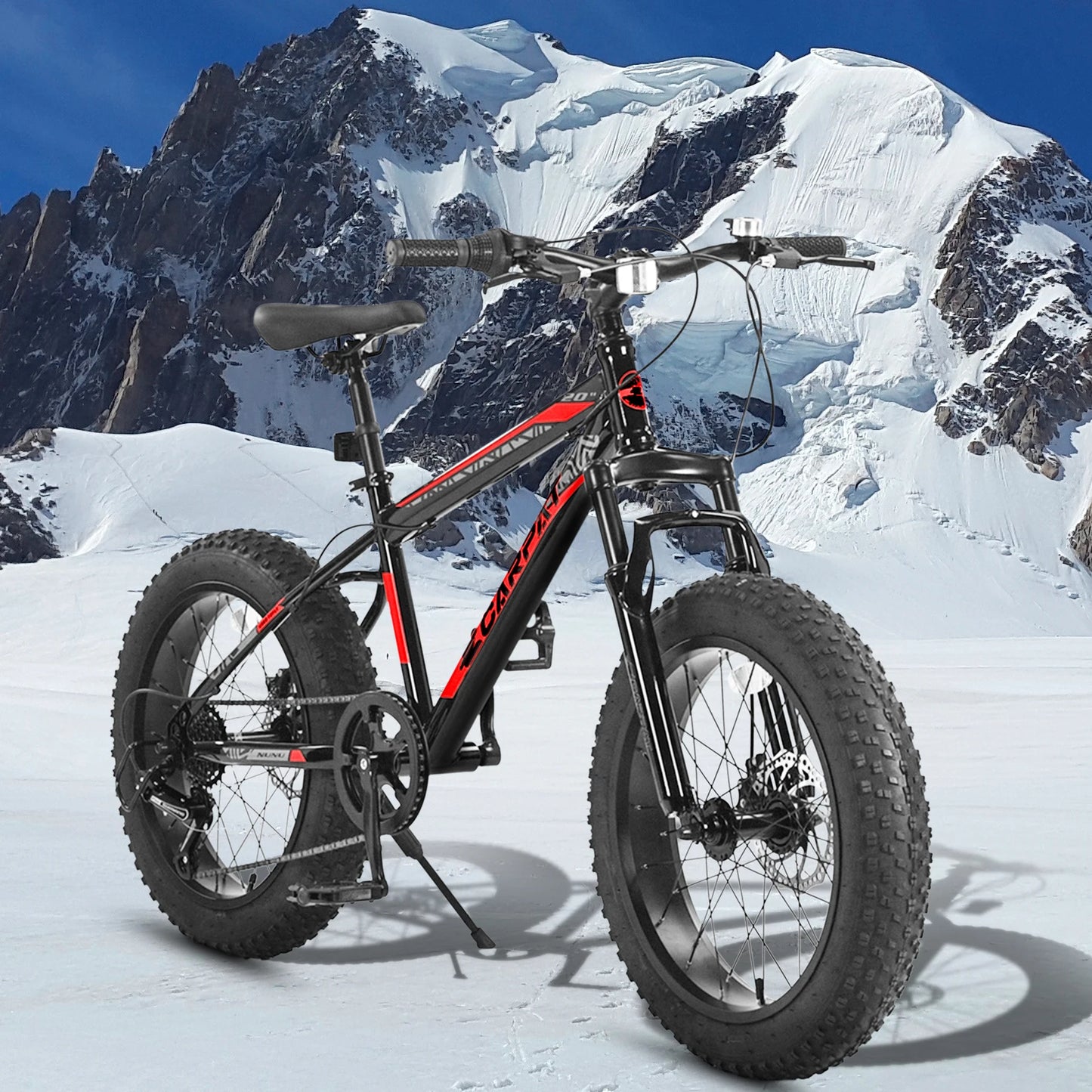 Ecarpat 20 Inch Kids' Bike, 4-Inch Wide Fat Tire Snow Mountain Bike, 7 Speed for Boys Girls Children Kids' Bicycles, Steel Frame