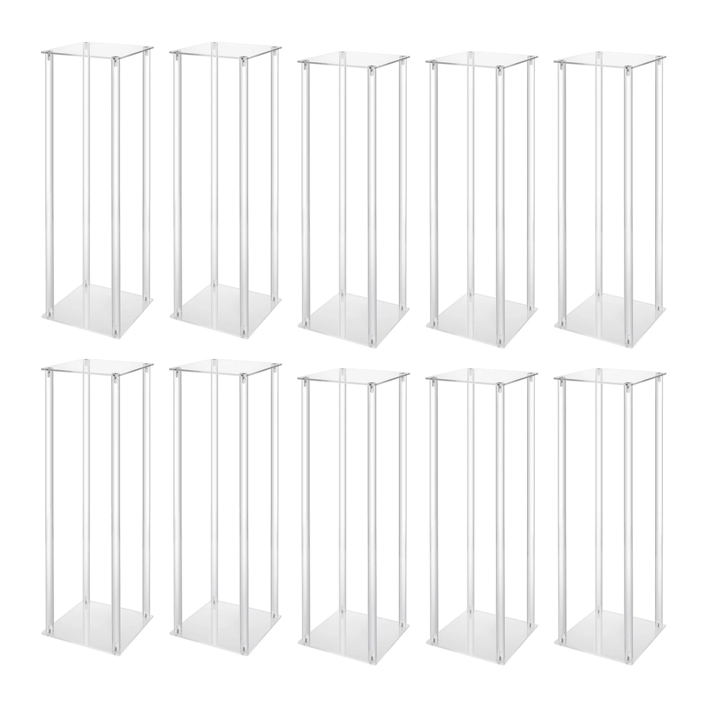 10Pcs Pasu Akrilik Rak Bunga Perkahwinan Rak Lajur Jelas Geometrik Paparan Stand Geometrik untuk Hiasan Perkahwinan Pesta Rumah 60CM