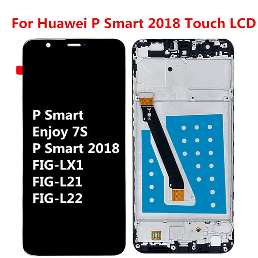 Untuk Huawei P Smart 2018 Paparan LCD Skrin Sentuh Untuk Huawei P Smart / Nikmati Paparan 7S FIG-LX1/LA1/LX2 Dengan Penggantian Bingkai