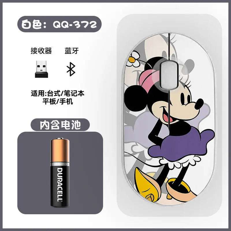 Disney Kawaii Mickey Mouse dan Minnie Wireless Bluetooth Mouse Kartun Comel USB Bluetooth Dual Mode Laptop Rumah Super Senyap