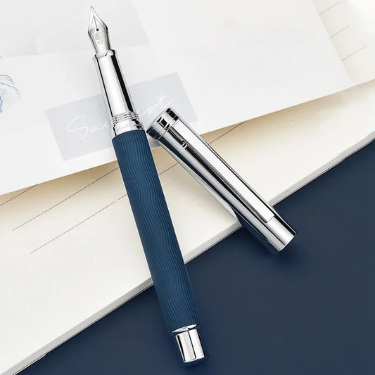 HongDian 1843 Fountain Pen Corak Gelombang Logam Siri Voyager Riak Cantik Iridium EF F Nibs bekalan pejabat sekolah Pen dakwat