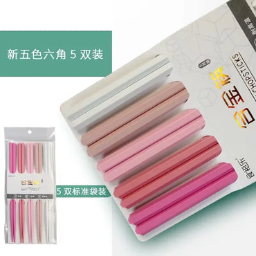 Alloy Chopsticks Macaron Hexagonal Small Fresh Morandi Serving Chopsticks for One Person A New Household Tableware Chopsticks