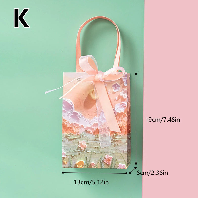 Flower Gift Pakcaging Bag 3D Cloud Oil Painting Paper Bag Valentine's Day Birthday Wedding Party Favor Bag Clothes Store Handbag