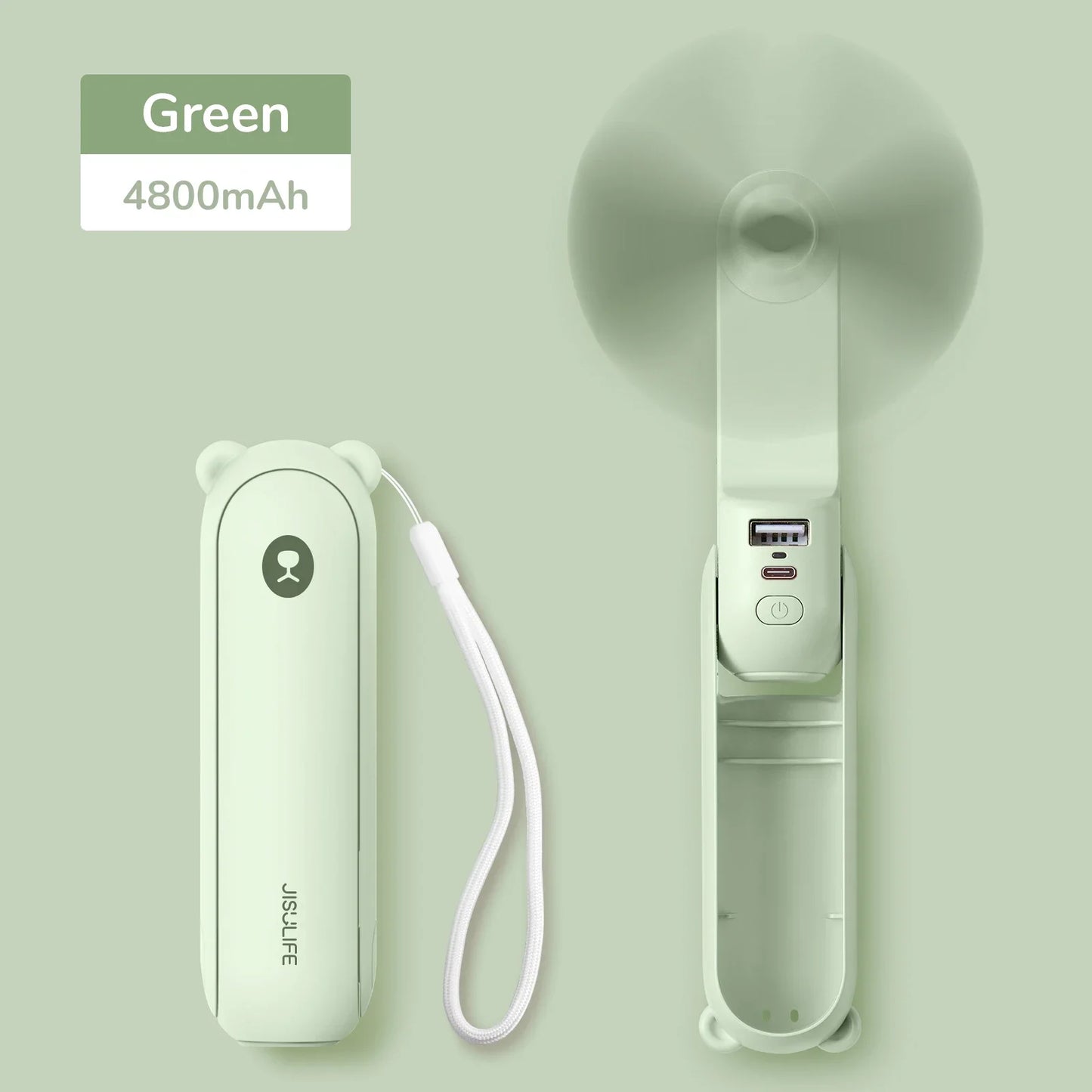 JISULIFE Kipas Pegang Tangan Mini Mudah Alih, USB Boleh Dicas semula 4500mAh Kipas Kecil Senyap untuk Rumah, Kipas Poket, Penyejukan ElektrikVentoinha