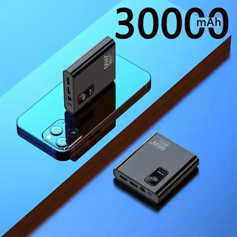 Bank Kuasa 66W 50000mAh Pengecasan Super Cepat Power Bank Pengecas Mudah Alih Paparan Digital Pek Bateri Luaran untuk iPhone Xiaomi