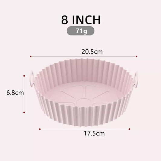 Round Reusable Airfryer Pan Liner Accessories Silicone Air Fryers Oven Baking Tray Pizza Fried Chicken Airfryer Silicone Basket