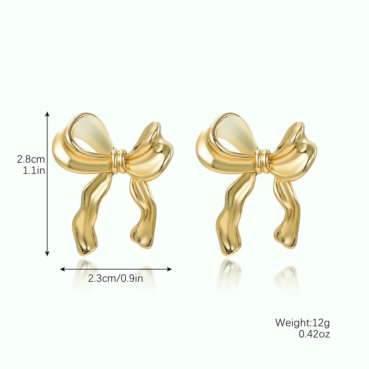 1 Pair Stainless Steel Metal Ribbon Bow Stud Earrings for Women Girls18K Gold Plated Cute Statement Piercing Jewelry Set Gift