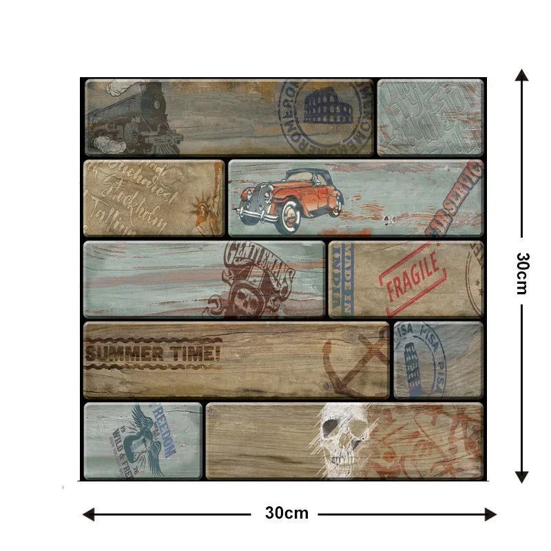 10 Keping Pelekat Dinding Pelekat Diri 3D 30x30cm Kertas Dinding PVC Kalis Air Mural Seni Dinding Boleh Alih untuk Hiasan Ruang Tamu Rumah DIY