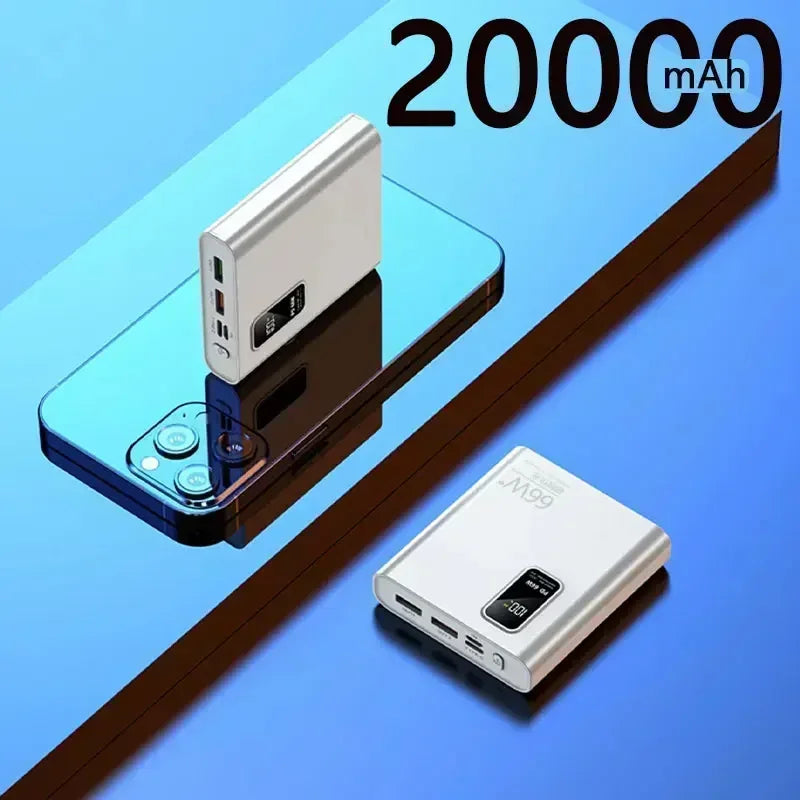 Bank Kuasa 66W 50000mAh Pengecasan Super Cepat Power Bank Pengecas Mudah Alih Paparan Digital Pek Bateri Luaran untuk iPhone Xiaomi