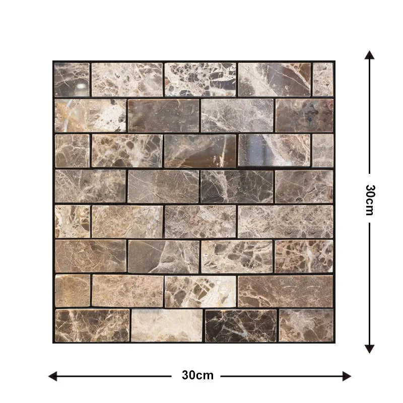 10 Keping Pelekat Dinding Pelekat Diri 3D 30x30cm Kertas Dinding PVC Kalis Air Mural Seni Dinding Boleh Alih untuk Hiasan Ruang Tamu Rumah DIY