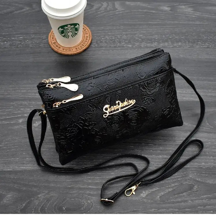 dompet wanita Empat zip beg cengkam panjang 3D knurling Kulit retro Dompet beg femme portfel damski gelang tangan kadın dompet telefon