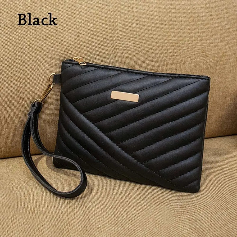 Beg Wristlet Wanita Bergaya Beg Sampul Kulit Wanita Bergaya Membeli-belah Melancong Portable Dompet Kecil Dompet Clutch
