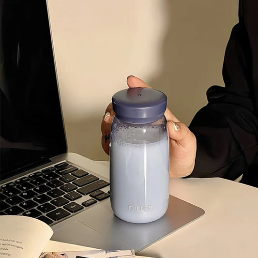 Cute Korean Water Bottle Travel Tritan Cold Coffee Tea Milk Juice Cup Gym School Simple Drinking Bottle With Filter Scale 300ml