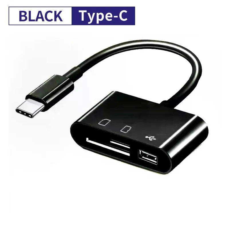 3 In 1 Type-c To USB C A OTG Adapter Hub Converter For Samsung Xiaomi Android Laptop Tablet Multi Port SD TF Memory Card Reader