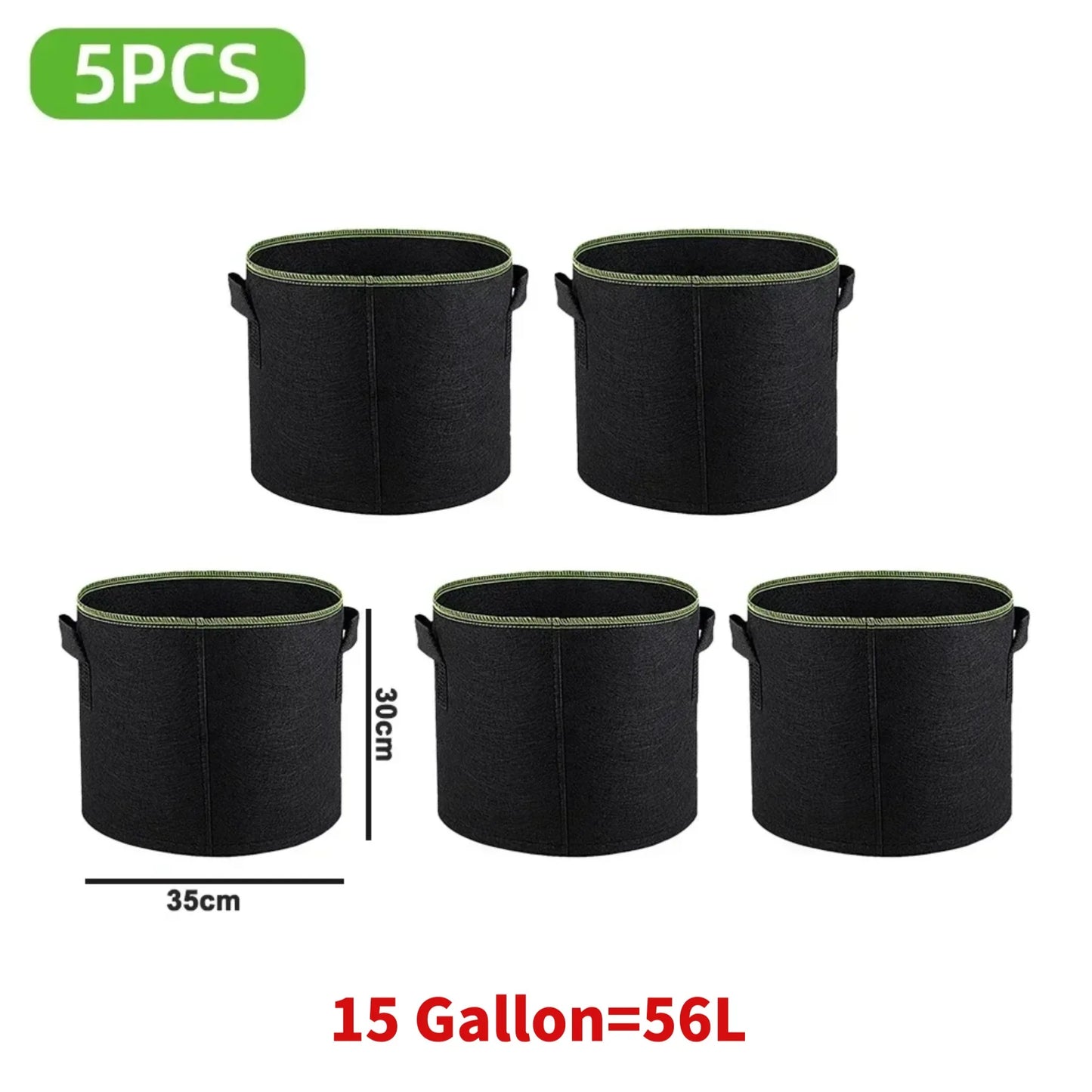 5Pcs 3/4/5/7/10 Gallon Felt Grow Bags Gardening Fabric Grow Pot Vegetable Strawberry Growing Planter Garden Potato Planting Pots