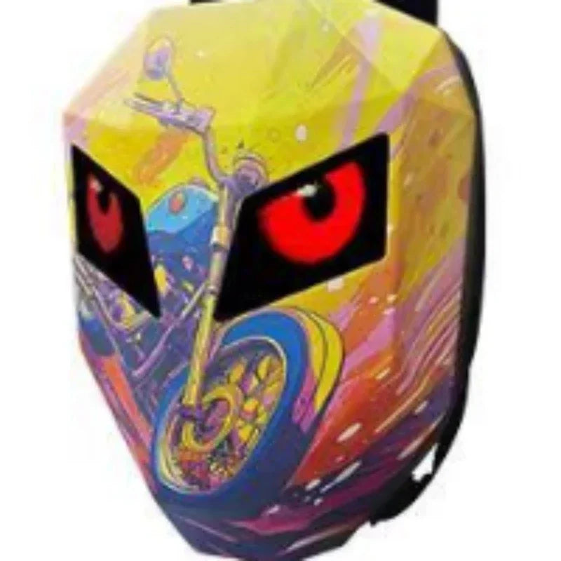 LOY LED Knight Berbasikal Beg galas Fesyen Topi keledar Motosikal Bluetooth Kalis Air Cangkang Keras Komputer riba Beg Personaliti Dengan Mata