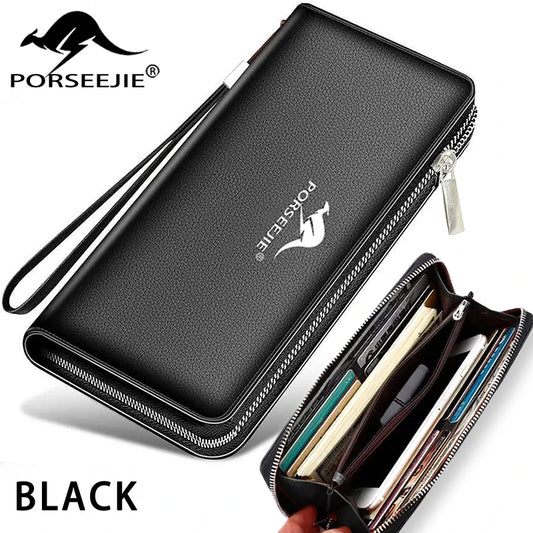 Men's wallets, classic long card holders, men's wallets, large capacity wallets, zipper coin wallets, men's retro long wallets