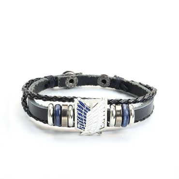 Attack on Titan Leather Bracelet Shingeki No Kyojin Survey Corps Wings of Liberty Multilayer Braided Rope Bracelet Anime Jewelry