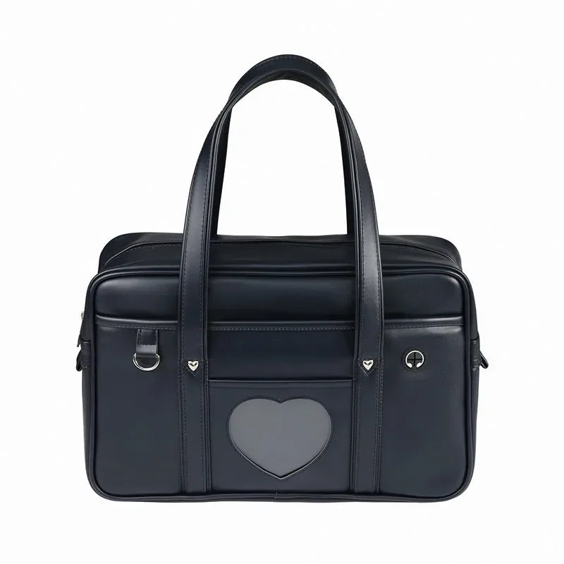 Japanese Women Handbags Men's Large Capacity Commuter Briefcase College Student School Travel Shoulder Bags PU Leather Satchels