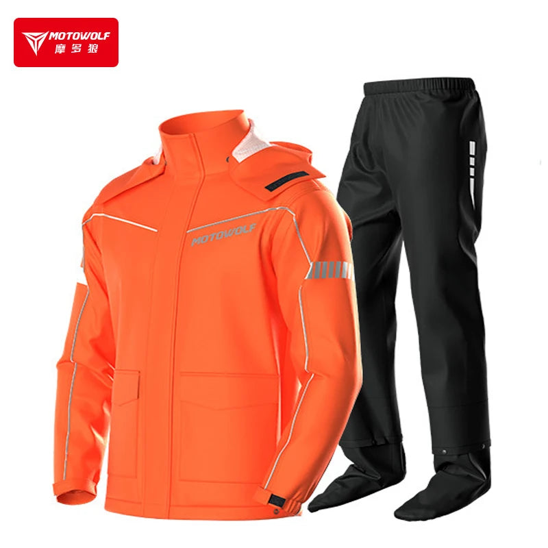 Motorcycle Rainsuit Waterproof Split Raincoat Suit Cycling Motorbike Jacket and Pants Lightweight Foldable Windproof Reflective