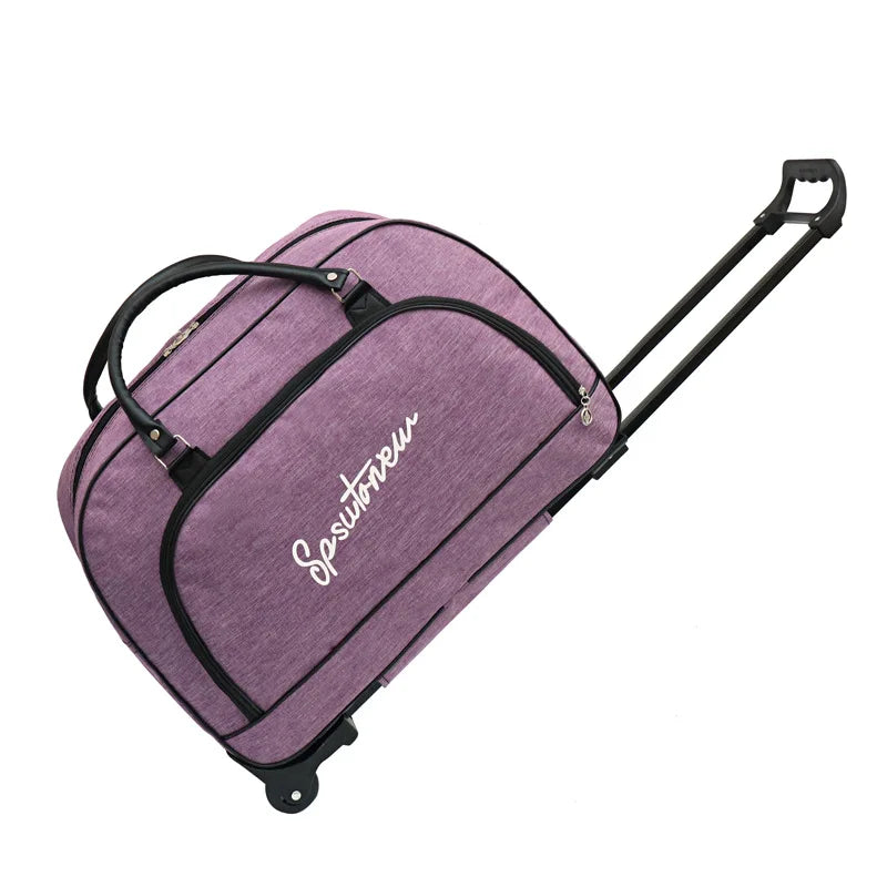 Beg Troli Beg Beg Perjalanan dengan Roda Beg Bagasi Berkapasiti Besar Kabin Duffle Boleh Dilipat Wanita Lelaki Tangan Bagasi Beg Dibawa