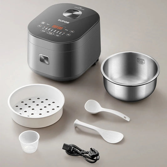 SUPOR 4L Periuk Nasi Pelapik Keluli Tahan Karat Berkualiti Tinggi Periuk Elektrik Berkapasiti Besar Peralatan Dapur Untuk 2-8 Orang