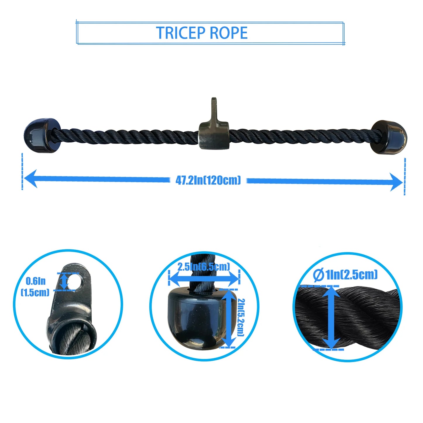 1pc Long Tricep Rope, Pull Down Machine Attachment 120/150/180cmLength For Strength Training Muscle Exercise