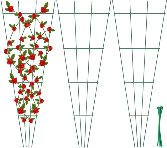 Garden Trellis Potted Plants, Metal Trellis for Climbing Plants Outdoor & Indoor, Plant Support with 20 Pcs Cable Ties
