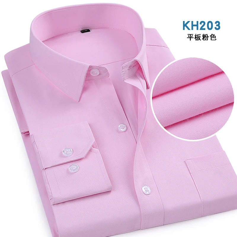 7 Pure Color Office Formal Business Social Work Classic Shirt Longsleeve Shirt for Men Casual Men's White Dress Shirt Black 5618