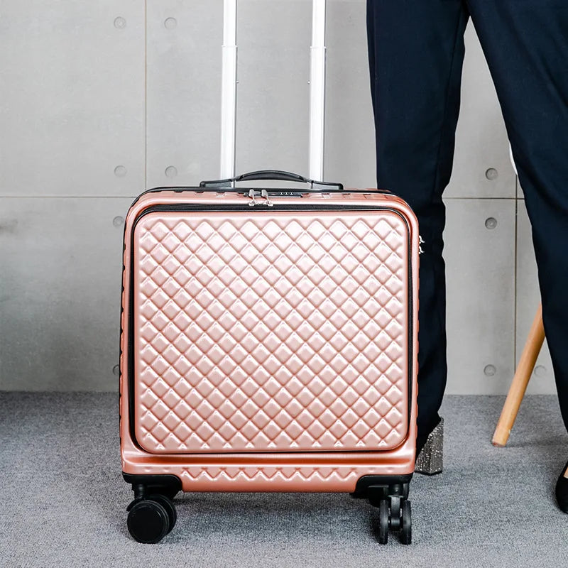 18 inch Trolley luggage travel suitcase Business cabin rolling luggage carry ons case with laptop bag spinner wheels box fashion