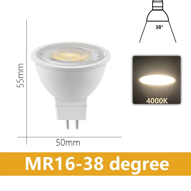 MR16 GU5.3 LED Spotlight 220V AC110V AC/DC12V 3W-8W Beam Angle 38/120 Degree for home Energy Saving indoor Light Bulb for Table